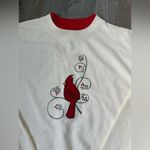 Unique Vintage VTG M & C Sportswear Grandma Sweater Cardinal Embroidered Bird Cream Red Size L Photo 4