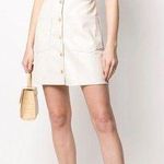 Nanushka Menphi Vegan Leather Buttoned Mini Dress, Size S, EXCELLENT Retail $495 Tan Photo 0