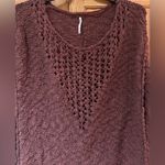 Free People  Pretty‎ Pointelle Open-Knit Vee Sweater in Rose Glow Size Medium Photo 7