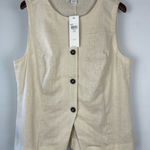 Calvin Klein Sandshell Linen Cotton Lagenlook Button Up Sleeveless Vest Top Photo 0