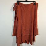 For Days Women's Midi Layered Wrap Skirt Burnt Rustic Orange Viscose Small Photo 5