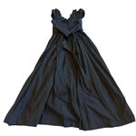 Free People 100% Cotton Black Midi Dress Ruffle Smocked Tie Back Size Small Photo 7