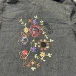 Denim & Co. Black Jean Jacket Women’s Small Floral Embroidered Casual Photo 3