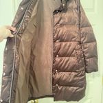 Lands' End  Puffer Coat Jacket Womens L Brown Down Fill Longline Winter Quilted Photo 6