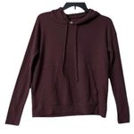 Chaser  XS Waffle‎ Knit Hoodie Pullover Maroon Cozy Minimalist Loungewear Comfy Photo 1