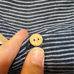 Nina Kendosa Blue Striped Linen Short Sleeve Button Down Shirt L Beachy Vacation Size L Photo 5