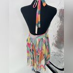Rachel Roy size 8 Halter Sundress Colorful Brushstroke Print‎ Open Back Dress Photo 2