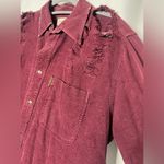 LF  Furst Of A Kind Burgundy Ribbed Distressed Flannel Shirt Photo 4