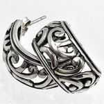 Sterling Silver TAXCO  Cutout Scroll Open Curved Drop Earrings Photo 0
