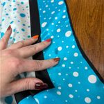 Vintage Turquoise Polka Dot Silk Square Scarf Blue White Black Unique Pattern Photo 6