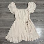 Trixxi Women Elegant Fit and Flare Cream Off-Shoulder Faux-Wrap Dress Size L Photo 8