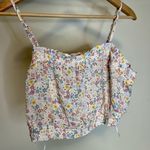 Hippie Rose NWT  Printed Smocked Tank Top L Ivory Floral Square Neck Photo 0