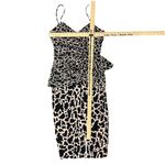 Vintage 80s Pink Black Leopard Ruched Peplum Sleeveless Silk Mini Dress size 4 Photo 4
