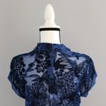 Ecote Blue Sheer Short Sleeve Velvet Floral Top S Photo 3