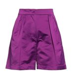 Max Mara Weekend Fuchsia Plum Purple Pleated Linen Blend Bermuda Shorts size 8 Photo 1