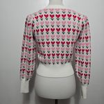 Jessica Simpson Ivory Cropped Heart Cardigan Romantic Feminine Valentine's Day Pink Size XS Photo 4