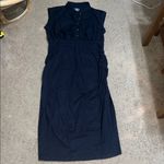 Anthropologie By  Cap Sleeve V-Neck Button Front Ruched Slim Midi Dress Black 1X Photo 3