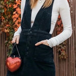 Free People  Old School Love Denim Black Jumper Mini Dress Size 0 Photo 0