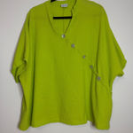 Oh My Gauze Chartreuse Button Front Short Sleeve Oversized Top Green Size undefined Photo 0