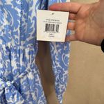 Ellen Tracy Long Sleeve Blue and White Dress Tie Waist Shirtdress Blue Damask S Photo 8