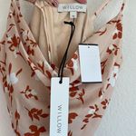 Willow Freddie Orange Floral Satin Cowl Neck Mini Dress Size M Photo 7