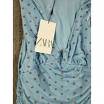 ZARA NWT  Light Blue Polka‎ Dot Sleeveless Ruched Bodycon Mini Dress size M Y2K Photo 9