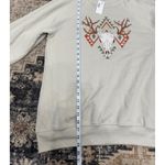 Bella Canvas  Womens Graphic Sweatshirt Long‎ Sleeve Bull Skull Beige L Christmas Photo 4