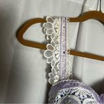 Azazie  Light Purple & White Lace Trim Sweetheart Neckline Bridesmaid Midi Dress Photo 4