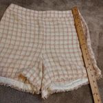 Ann Taylor Size 8 Tweed Shorts Pink White Square Zipper Side Pockets Pastel Photo 6