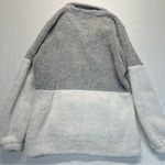 None Fleece Pullover women’s Medium Long Sleeve gray white half zip teddy sweatshirt Photo 7