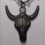 Vintage Southwestern Bull Pewter Necklace White Photo 2