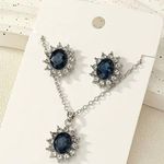 Beautiful Silver Necklace and Earring (2) Piece Set (Blue) Photo 0