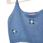Sugar Thrillz Embroidered Cropped Knit Top Sleeveless Scoop Neck Blue Size Large Photo 8