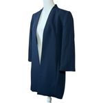 DKNY  Navy Open Front Jacket Long Line Blazer 3/4 Sleeve Women Sz M Career Preppy Photo 9