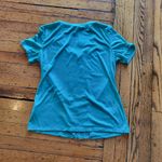 Jaclyn Smith  Smocked Center Stripe Short Sleeve T-Shirt Teal Green Size Large Photo 6