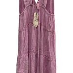 Salty Lemon Pink Midi Dress Metallic Accents Tie‎ Back Sundress Flowy Size S NWT Photo 0