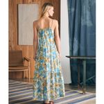 Faherty  dress Maxi Chaser floral Blue Boho Cottage Beach XS Tiered Boho Silk Photo 3