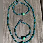 Green/Blue floral necklace set Photo 3