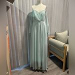 DESSY COLLECTION convertible neck long sleeve chiffon gown dress ✨ Green Size 0 Photo 2