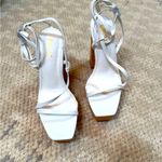 Miss Lola Retro White Strappy Platform Heels sz7.5 Photo 1