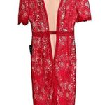 Lulus NWT  Red Crochet Lace Amore Fitted Midi Dress Size XS Wedding Guest NEW Photo 2