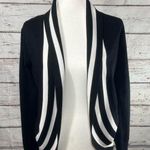 Pointelle Open Front Cardigan Black/White-Medium Photo 0
