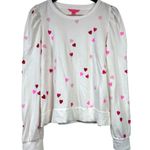 Lilly Pulitzer Jansen Hearts Ribbed Lightweight Puff Sleeve Sweatshirt Size L Photo 1