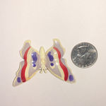 Vintage Germany Colorful Metal Butterfly Brooch Red Photo 2