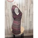 Ark & Co. Metallic Chevron Knit Bodycon Dress Small Pink Black Gold Photo 6
