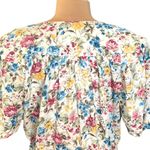 Vintage 90s Floral Romper Button Front Pockets Cream V Photo 7