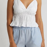 Noisy May  Ingrid Smocked Camisole Bright White Size Medium New with Tags Photo 0