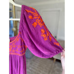 Free People  Wedgewood Maxi Dress Embroidered M Boho Magenta Scandi Parisian Soft Photo 10