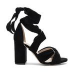 Raye  Sebastian Suede Ankle Wrap Open Toe Tie Heels Revolve in Black Party Size 6 Photo 9