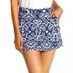 Tori Richard Ikat Navy and White Print Mini Skirt, Preppy Tennis Prep, Size 6 Photo 0